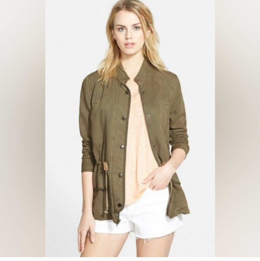 Hinge jacket XS green Drapey Military Long Sleeves Distressed Look
